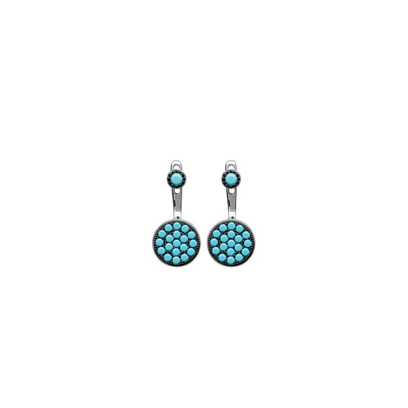 Boucles d'oreilles et dessous de lobe Carador pavage turquoise en argent 925/000