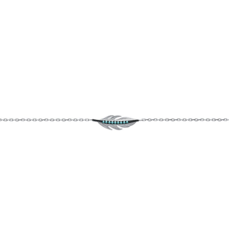 Bracelet Carardor motif plume en argent 925/000 et turquoises