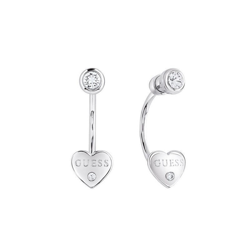 Boucles d'oreilles Guess pendantes motif coeur métal argenté UBE82004