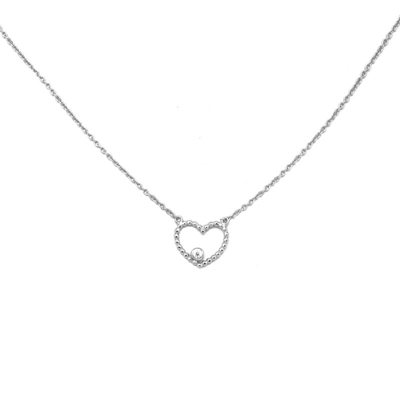 Collier Carador cœur argent 925/000 et oxydes de zirconium