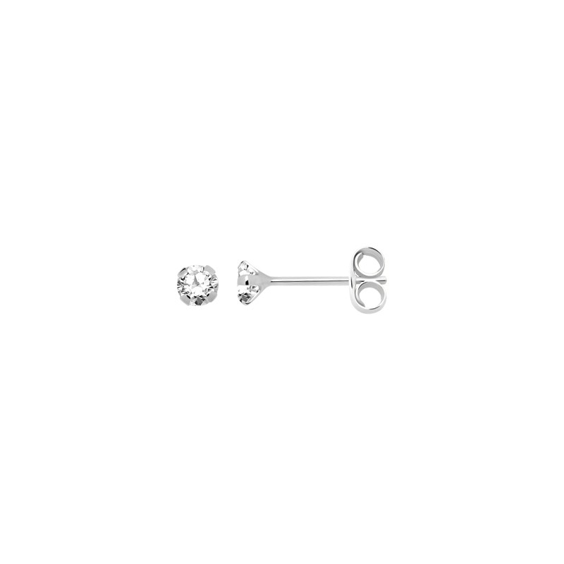 Boucles d'oreilles Carador solitaire oxyde de zirconium 3 mm or blanc 375/000