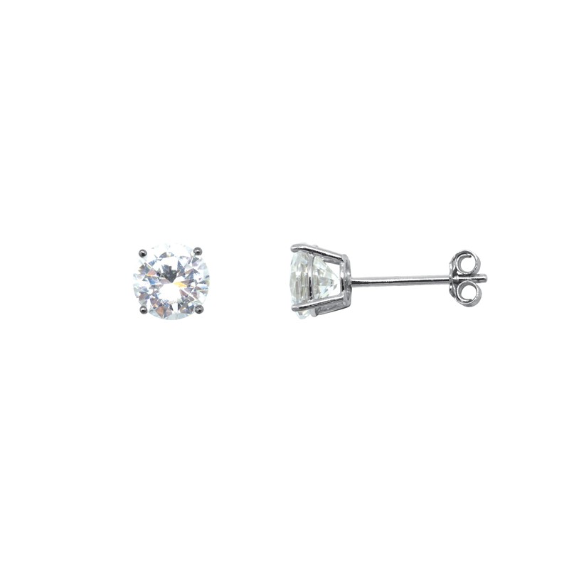 Boucles d'oreilles puces Carador argent 925/000 et oxyde de zirconium rond 6 mm