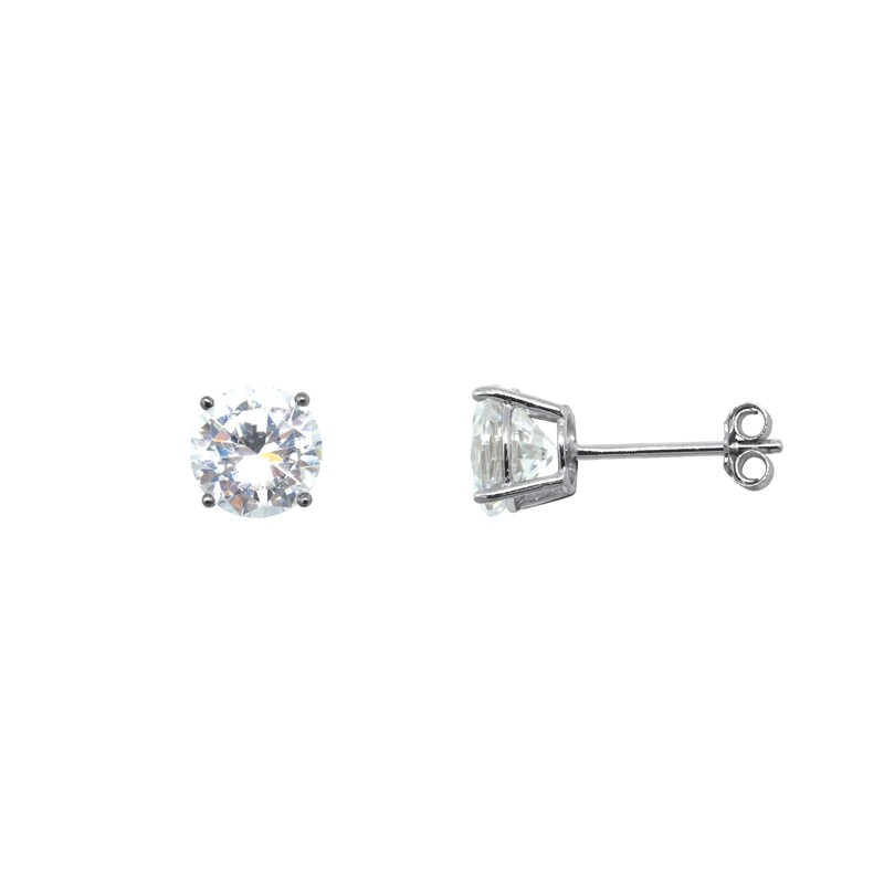 Boucles d'oreilles puces Carador argent 925/000 et oxyde de zirconium rond 7 mm