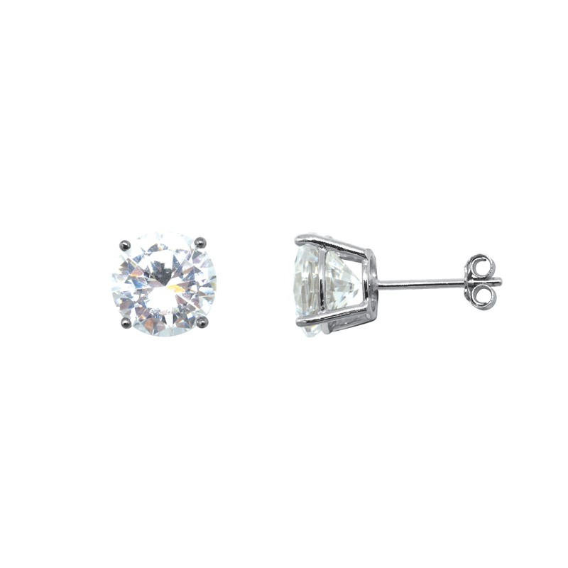Boucles d'oreilles puces Carador argent 925/000 et oxyde de zirconium rond 9 mm