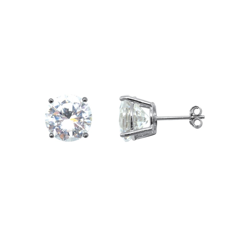Boucles d'oreilles puces Carador argent 925/000 et oxyde de zirconium rond 10 mm