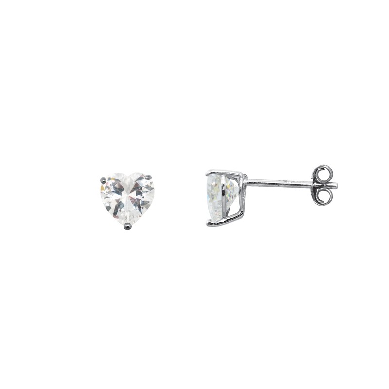 Boucles d'oreilles puces Carador argent 925/000 et oxyde de zirconium cœur 6 mm
