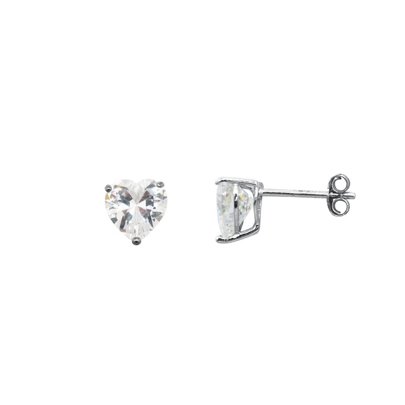 Boucles d'oreilles puces Carador argent 925/000 et oxyde de zirconium cœur 7 mm