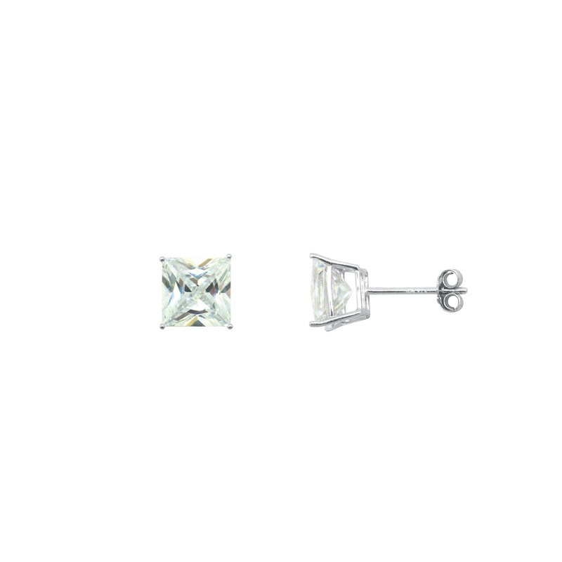 Boucles d'oreilles puces Carador argent 925/000 et oxyde de zirconium carré 7 mm