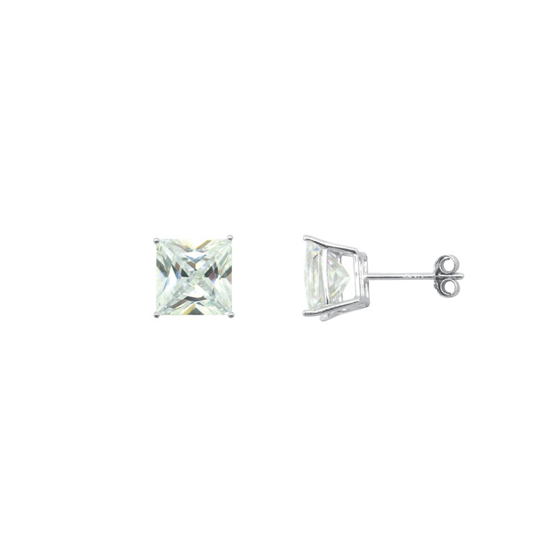Boucles d'oreilles puces Carador argent 925/000 et oxyde de zirconium carré 8 mm