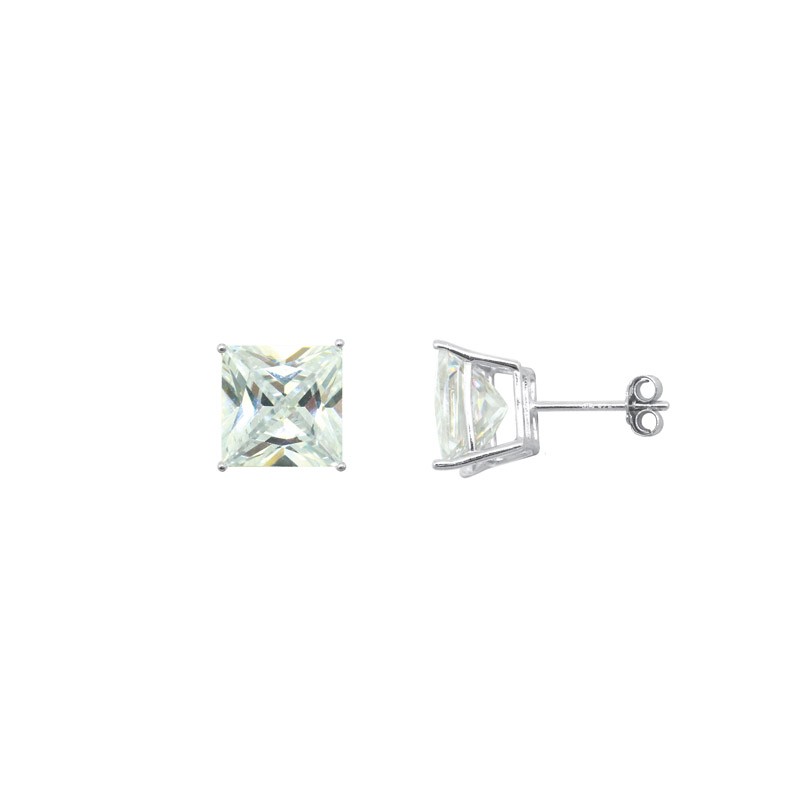 Boucles d'oreilles puces Carador argent 925/000 et oxyde de zirconium carré 9 mm
