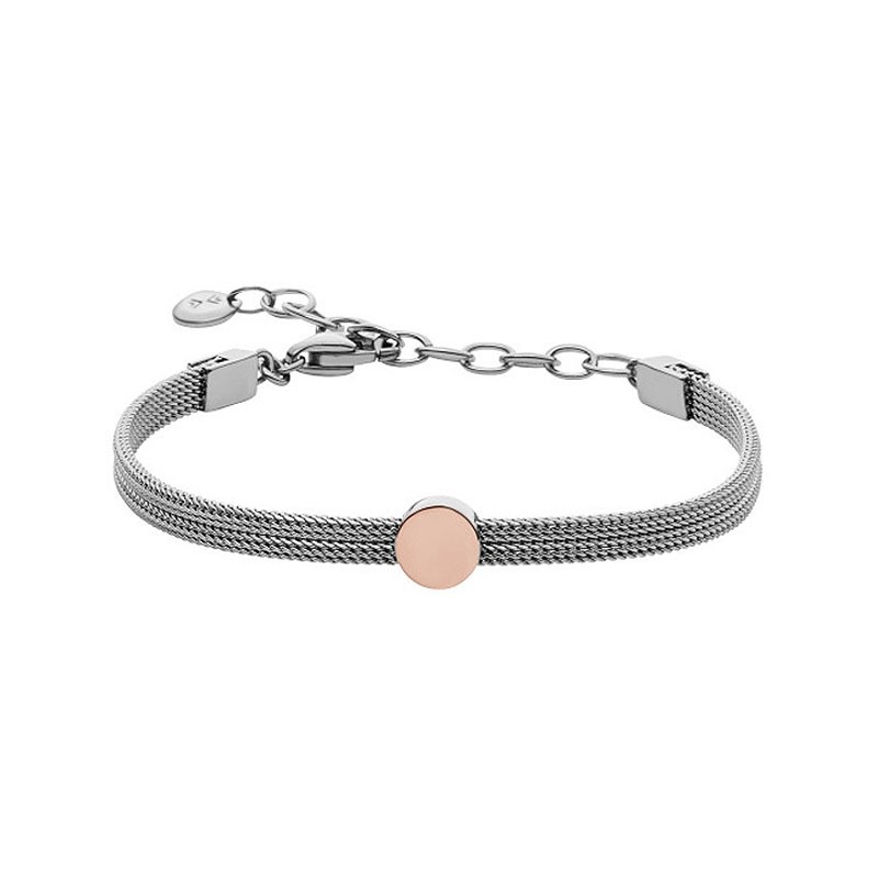 Bracelet Femme Skagen Elin maille acier argent et doré rose SKJ0956998