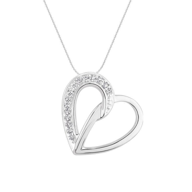 Collier Carador coeur or blanc 375/000 et diamant