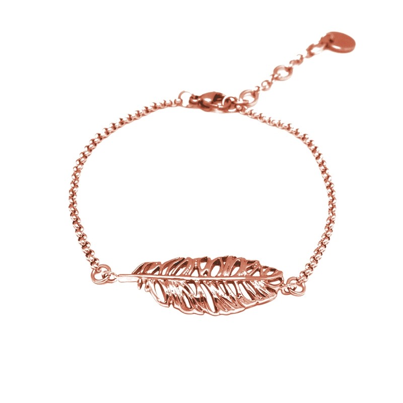 Bracelet Amporelle motif plume en acier doré G-BST2090_IPR