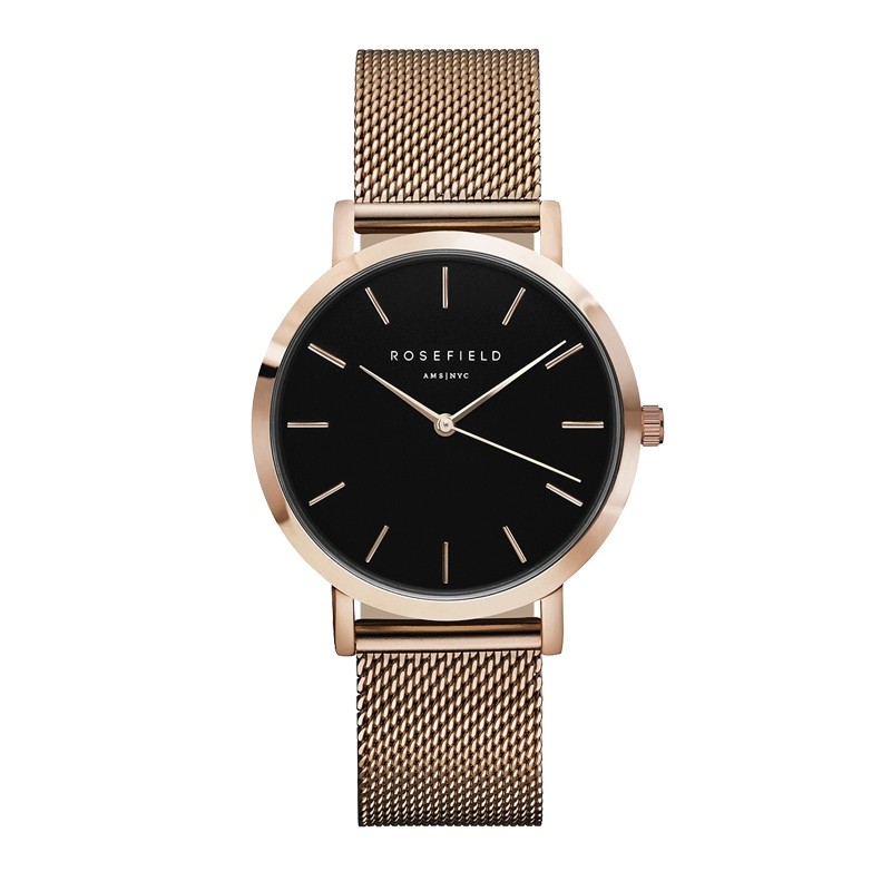 Montre Rosefield Femme boitier doré rose cadran noir MBR-M45