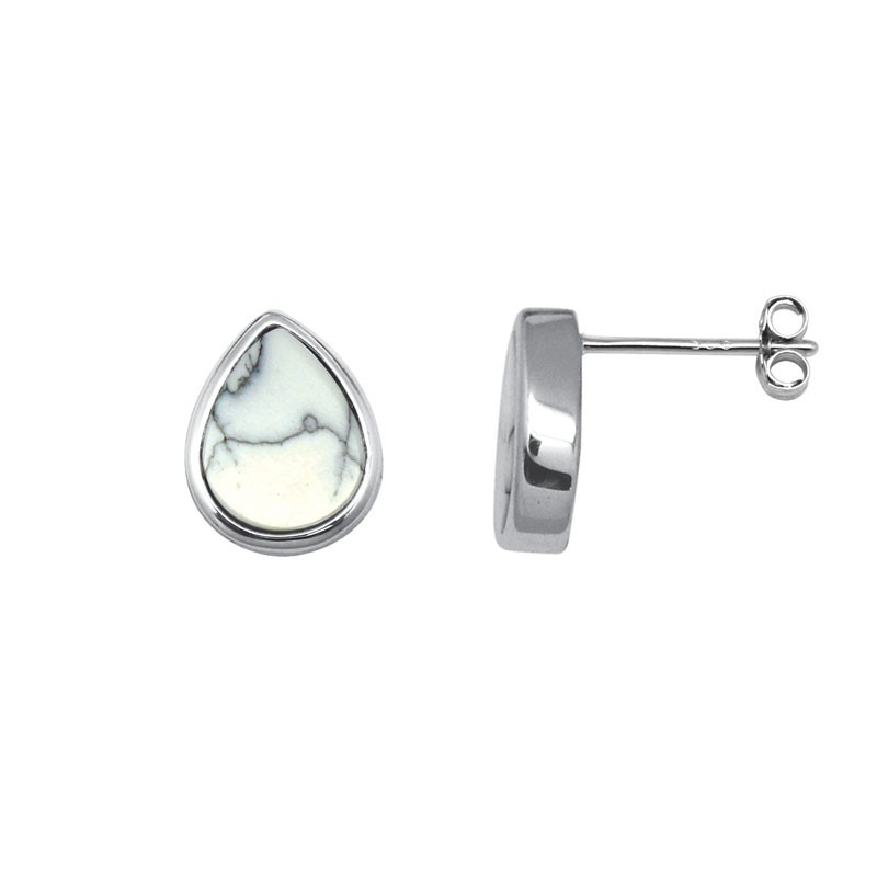 Boucles d'oreilles Silver Pop motif goutte en argent 925/000 et Howlite