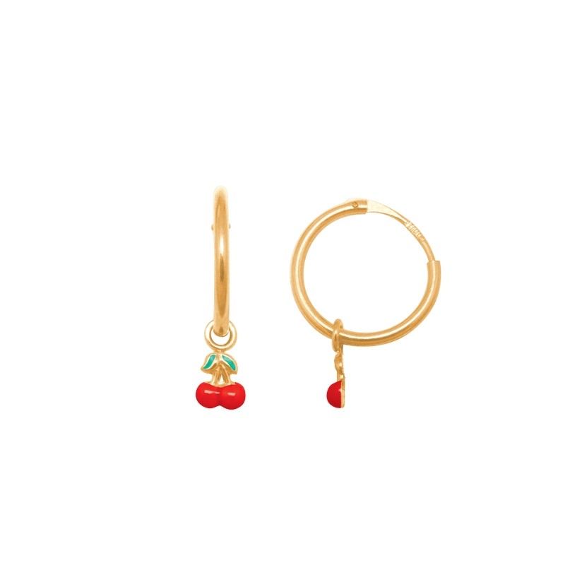 Boucles d'oreilles Carador Créoles avec cerises or jaune 375/000