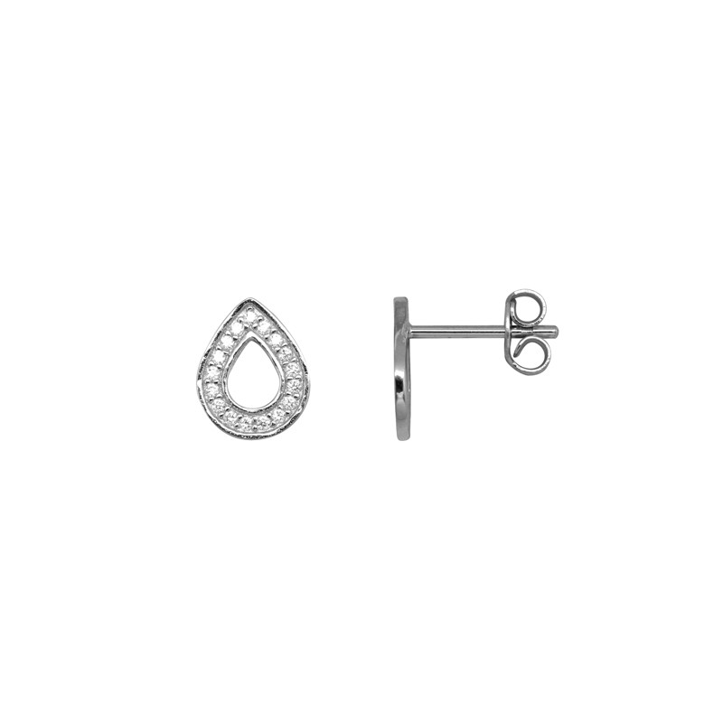Boucles d'oreilles goutte serti d'oxydes de zirconium en argent 925/000