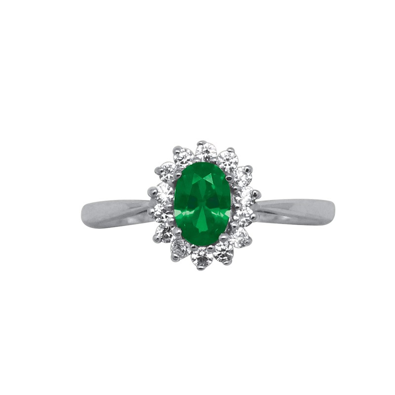 Bague Carador Joaillerie argent 925/000, oxydes de zirconium et pierre verte