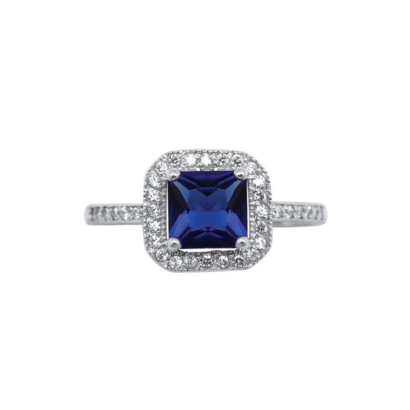 Bague Carador joaillerie pierre bleue carrée argent 925/000