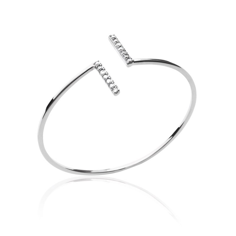 Bracelet Carador jonc ouvert barrette argent 925/000 et oxydes de zirconium