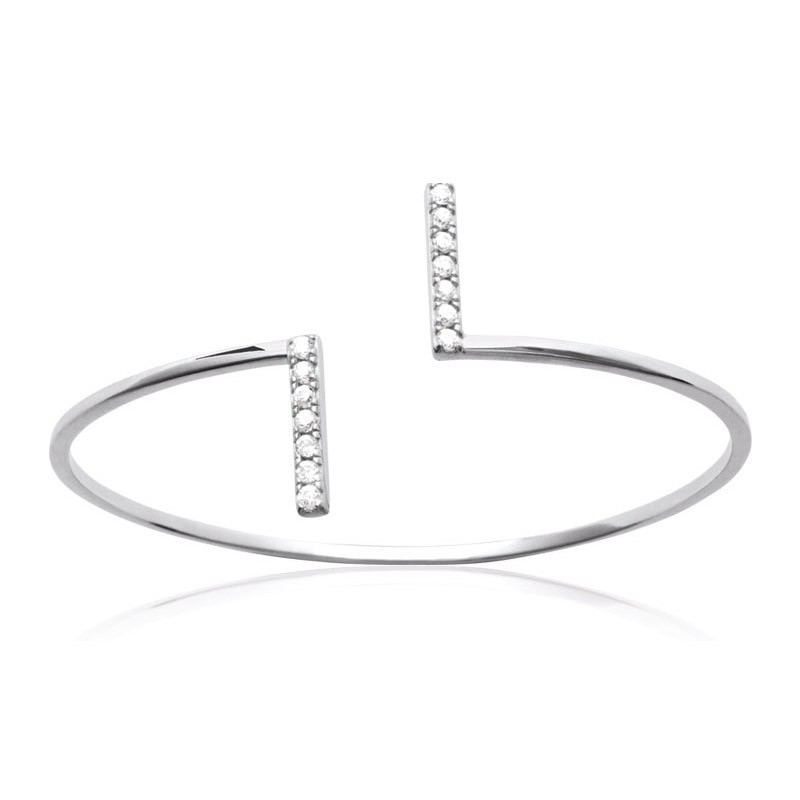Bracelet Carador jonc ouvert barrette argent 925/000 et oxydes de zirconium