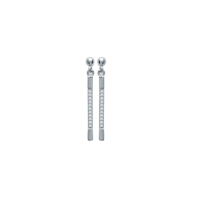Boucles d'oreilles Carador Minimaliste pendantes argent 925/000 et oxydes de zirconium