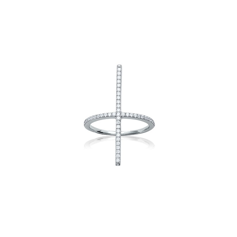 Bague Carador croix minimaliste argent 925/000 et oxydes de zirconium