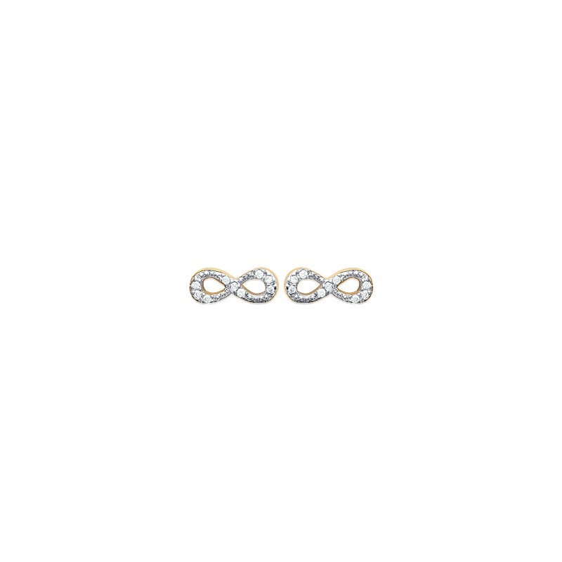 Boucles d'oreilles Carador collection Happy motif infini plaqué or et oxydes de zirconium