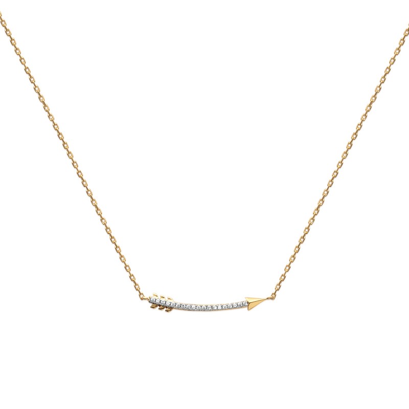 Collier Carador collection Happy motif flèche plaqué or et oxydes de zirconium