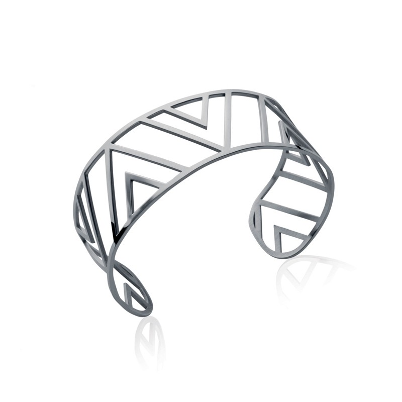 Jonc géométrique Carador en acier argenté