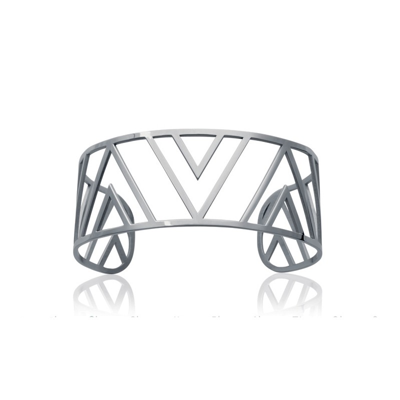 Jonc géométrique Carador en acier argenté