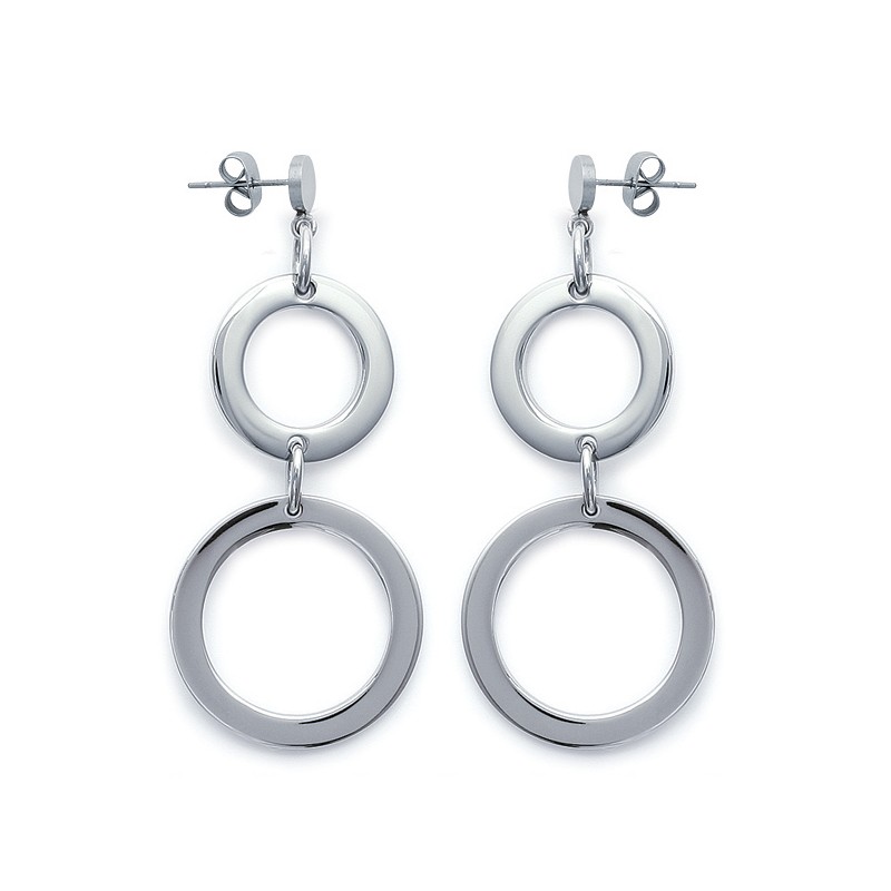 Boucles d'oreilles Carador cercles acier argenté