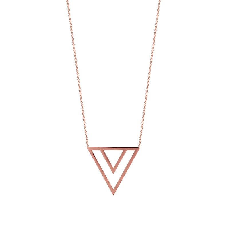 Collier Carador motif triangle acier doré rose