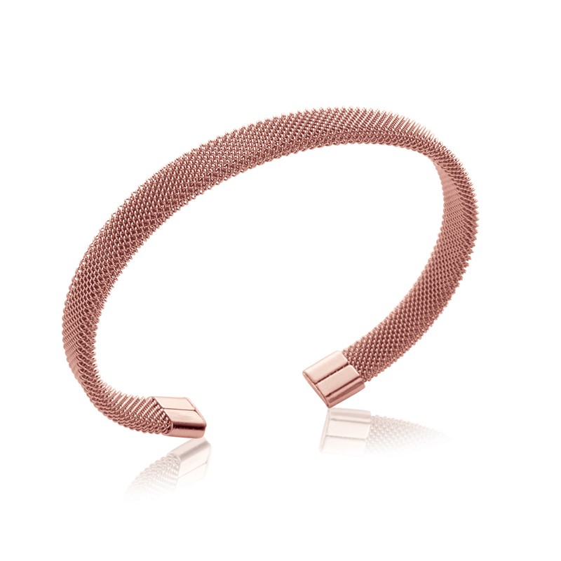 Bracelet jonc Carador fantaisie acier doré rose