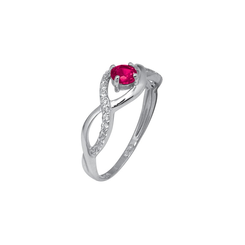 Bague Carador style joaillerie pierre rouge et argent 925/000