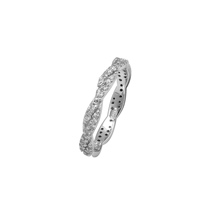 Bague Cartador anneau double torsadé argent 925/000 et oxydes de zirconium