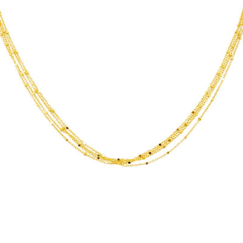 Collier or jaune 375/000 femme multi rangs moderne
