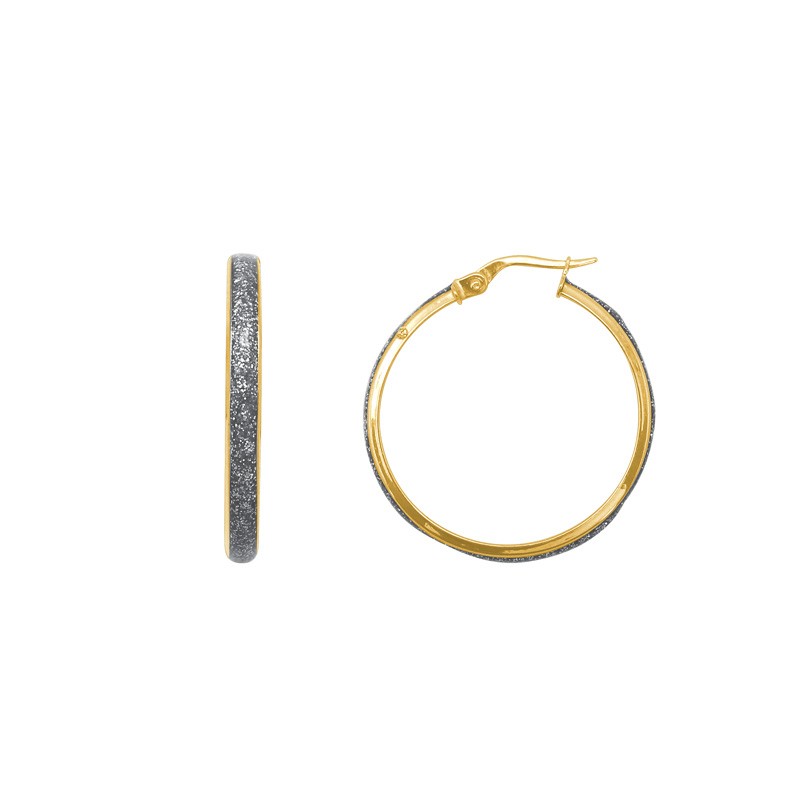 Boucles d'oreilles créoles Carador Glitter or jaune 375/000, 28 mm