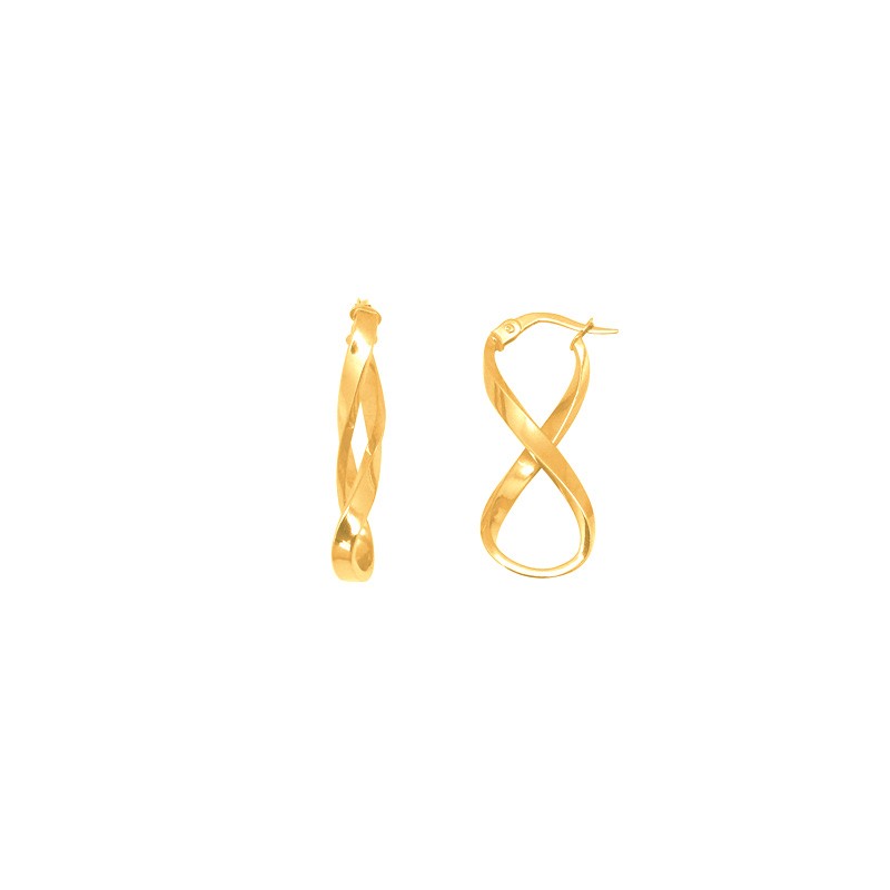 Boucles d'oreilles Carador symbole infini torsadé or jaune 375/000