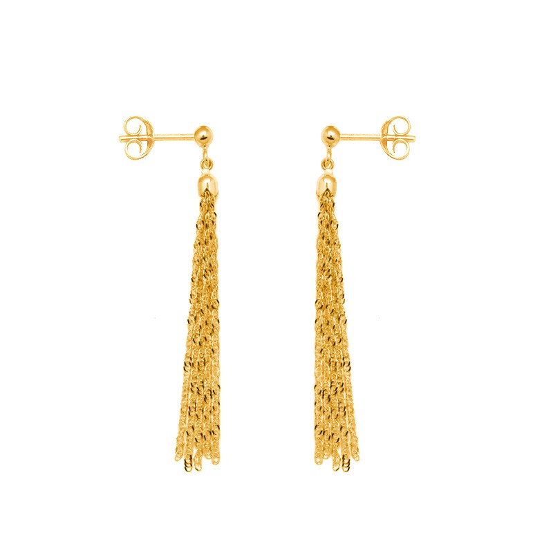 Boucles d'oreilles Carador pendantes pompon or jaune 375/000