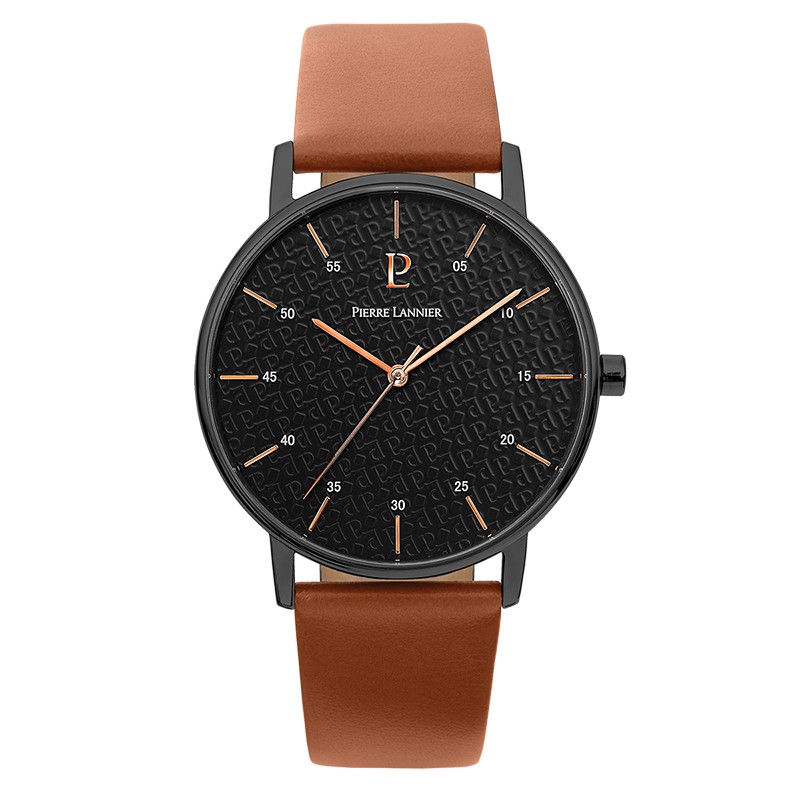 Montre Homme Pierre LANNIER ELEGANCE STYLE cuir brun 203F434