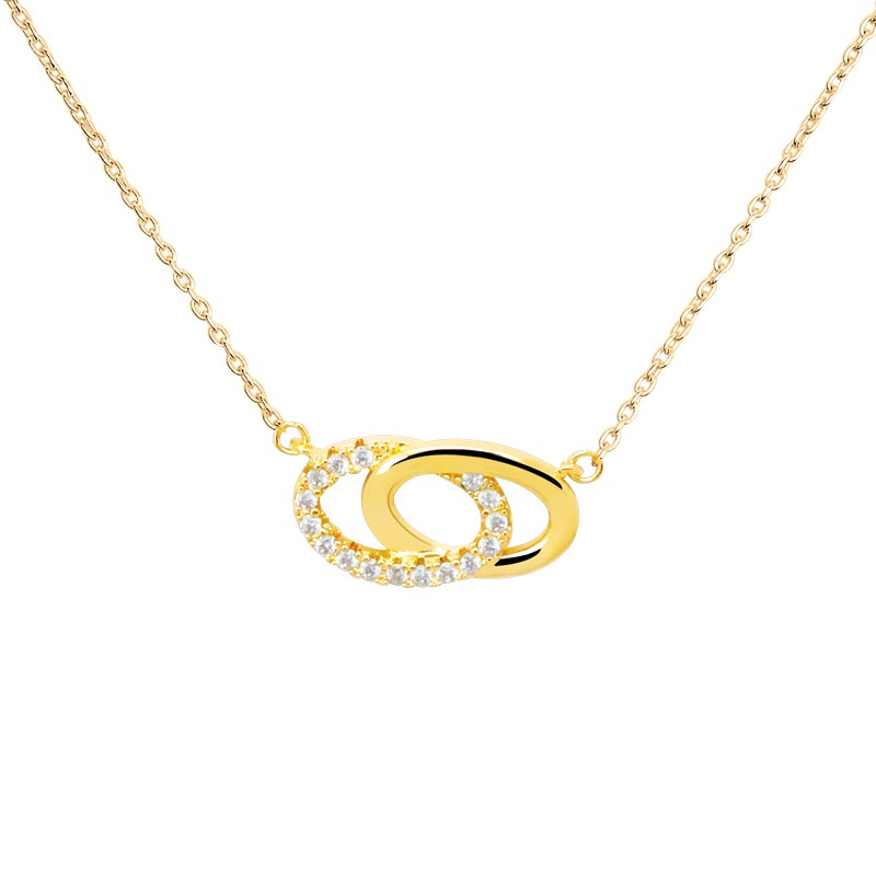 Collier femme Carador motif ovales enlacés en plaqué or et oxydes de zirconium