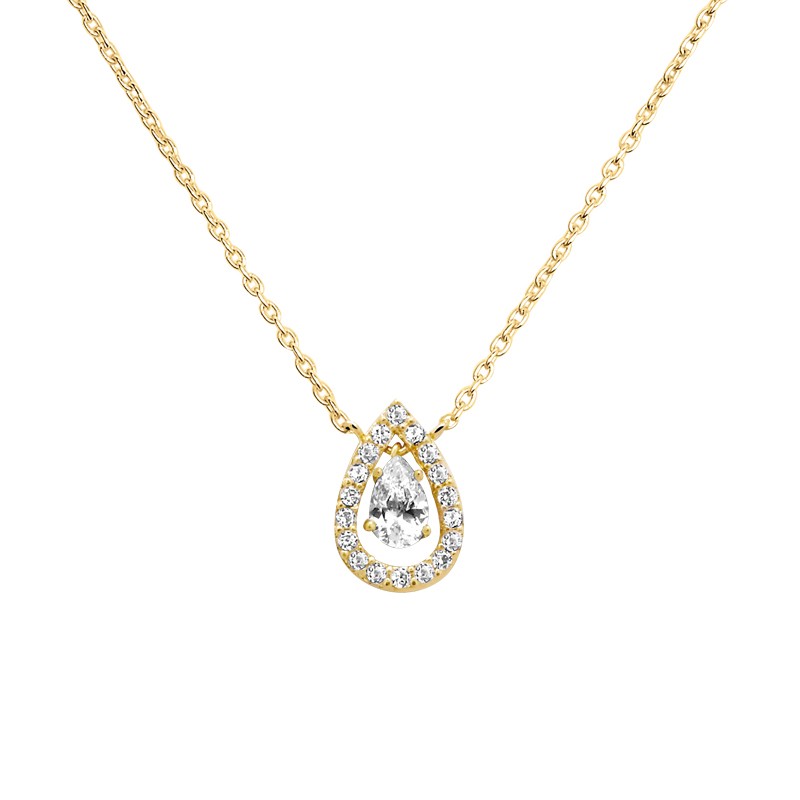 Collier femme Carador pendentif goutte plaqué or et oxydes de zirconium