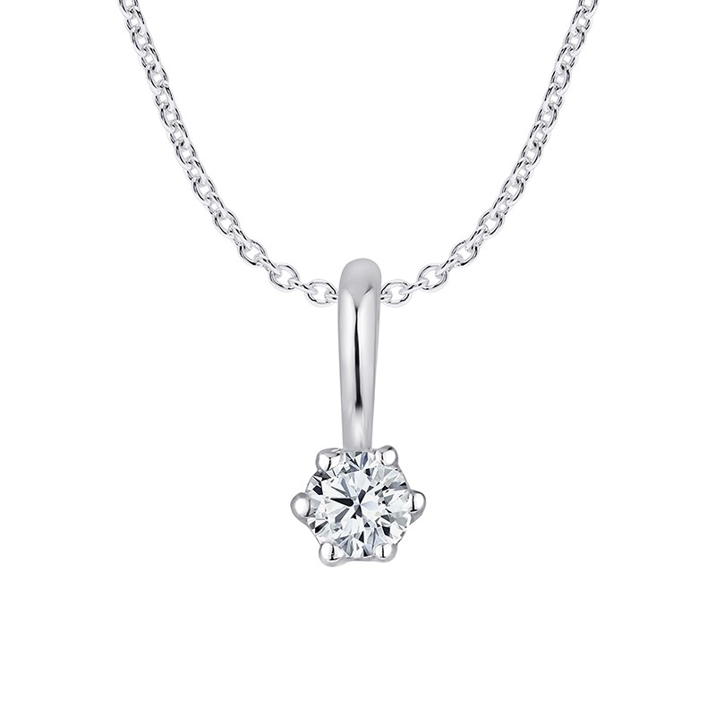 Collier femme Carador or blanc 375/000 diamant 0.1 cts
