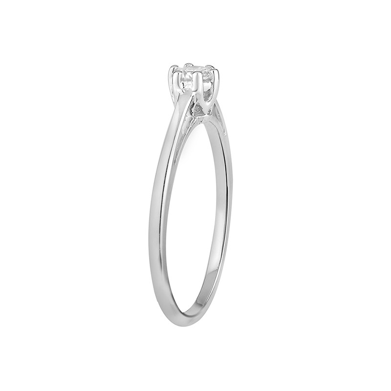Bague solitaire Carador or blanc 375/000 et diamant 0.19 cts