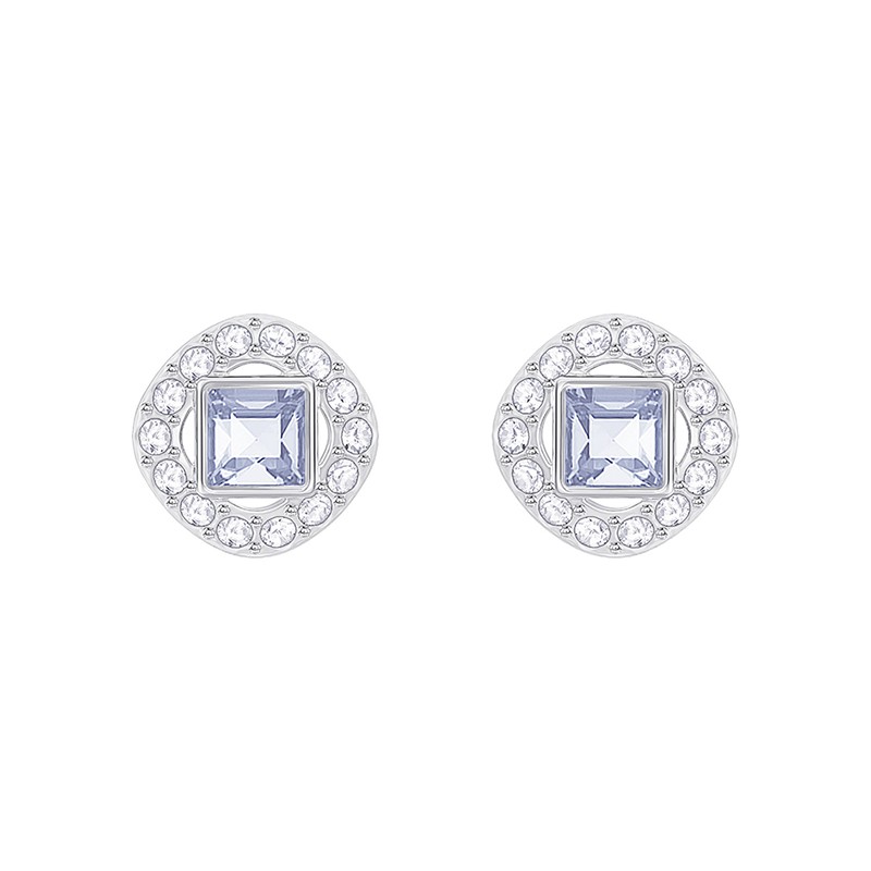 Boucles d'oreilles Swarovski Angelic Square argentées et cristal bleu 5352048