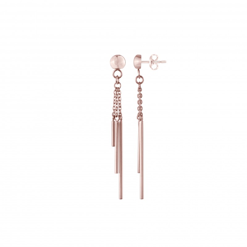 Boucles d'oreilles pendantes Amporelle acier doré rose WB590/IPGR