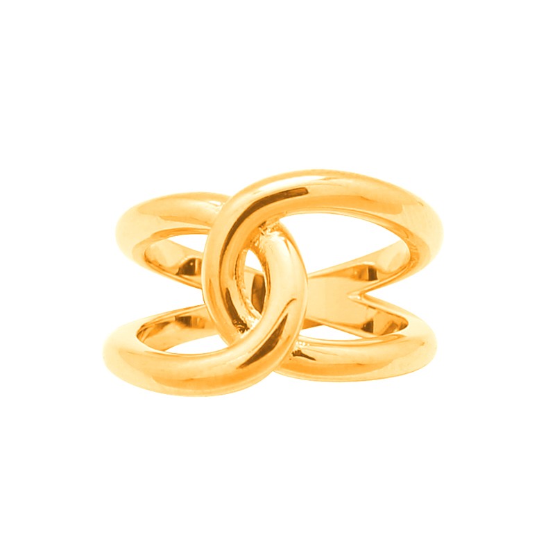 Bague femme Carador anneaux croisés plaqué or