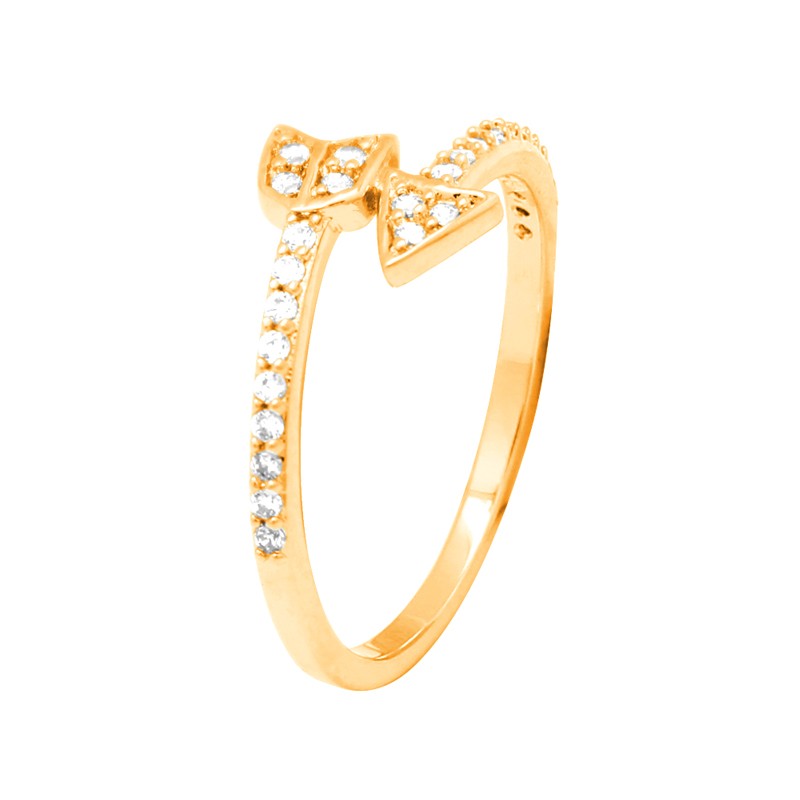 Bague Femme Carador flèche  plaqué or et oxydes de zirconium
