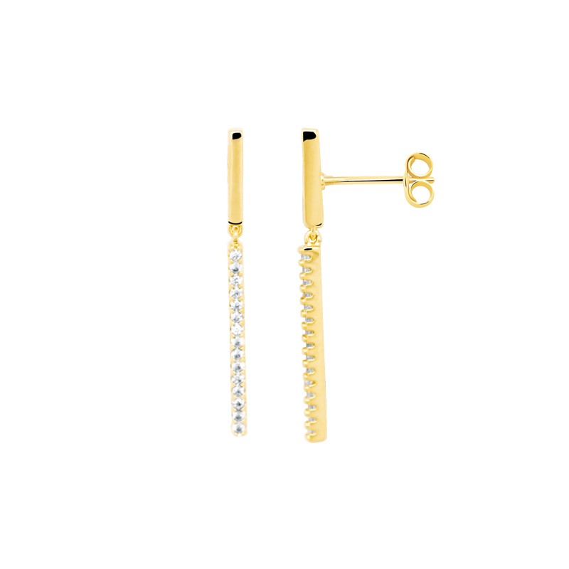 Boucles d'oreilles pendantes Carador baguette plaqué or et oxydes de zirconium
